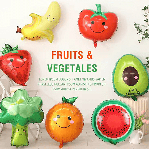Фольгированные шары с фруктами и овощами