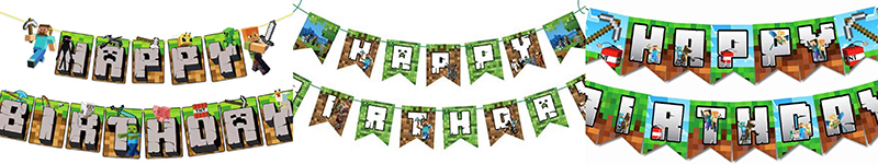 Minecraft Party Paper Banners
