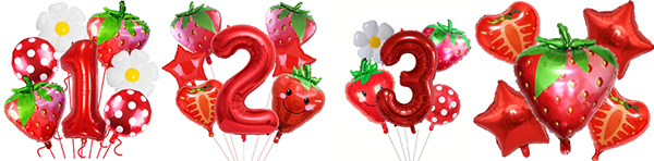 Strawberry foil balloon small set
