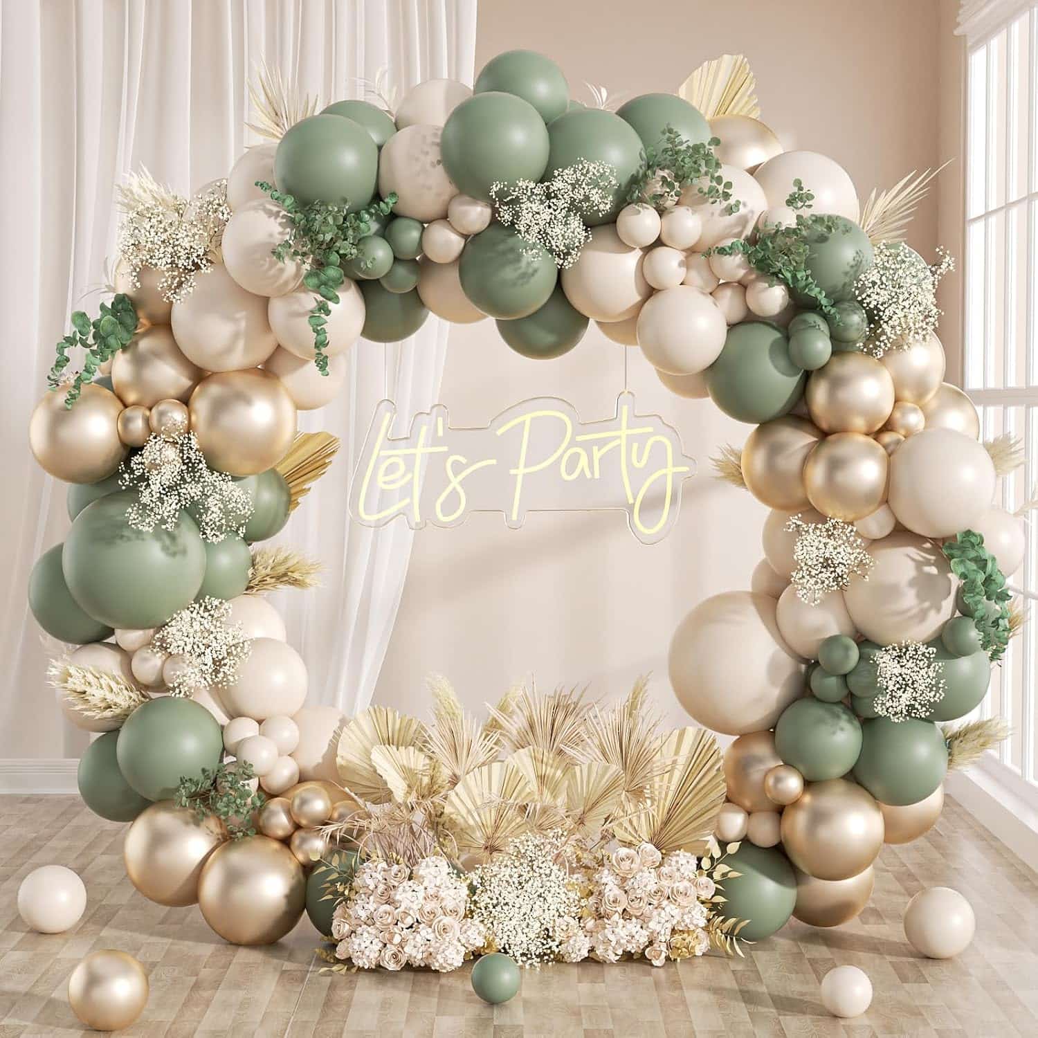 Набор арочных гирлянд из воздушных шаров Sage Green Boho